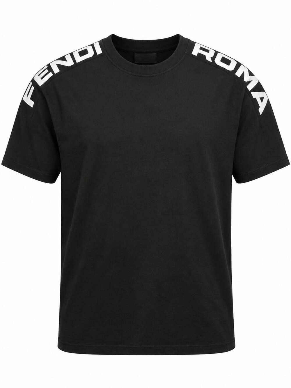 Fendi Logo T-Shirt Size L Black Cotton Short Sleeve
